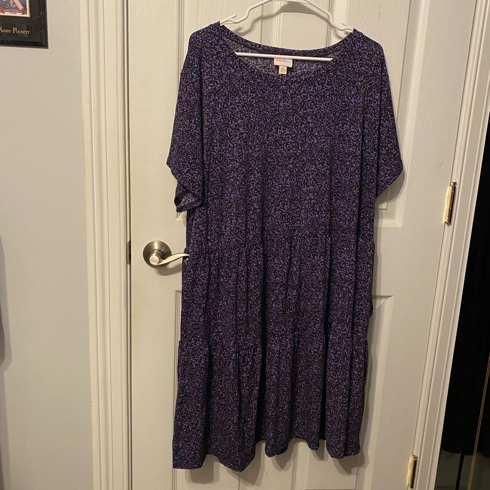 LuLaRoe Purple and Black Patterned Dress